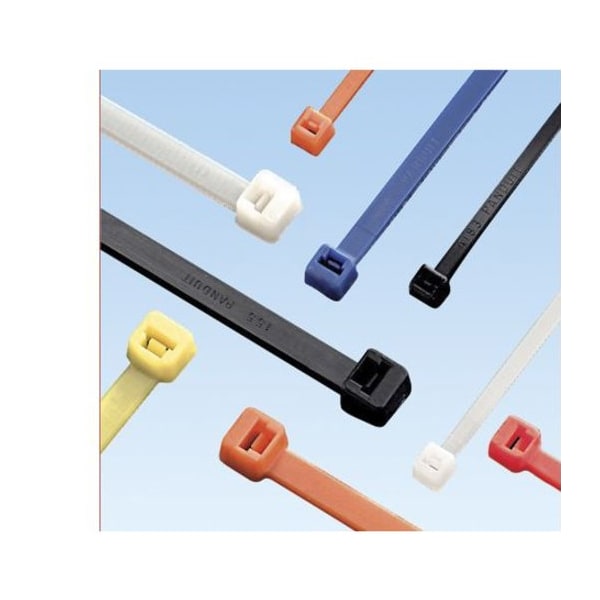 Panduit Cable Tie, 4 in L, 7/8 in Max Bundle Dia., Blue, Nylon 6/6, 18 lb Strength, 100 PK PLT1M-C6 - main